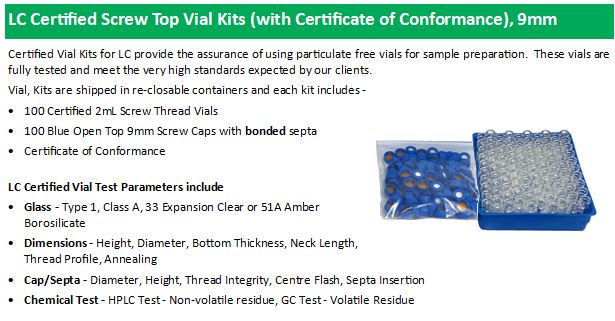 LC Certified Screw Top Vial Kits with conformance Image